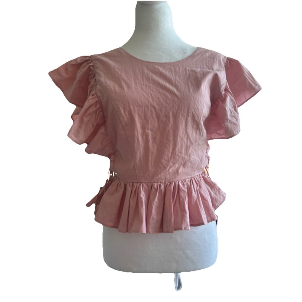 Mable Blouse NWT Sz M Pink Lace Up Sides & Back Peasant Sexy Beach Cottagecore